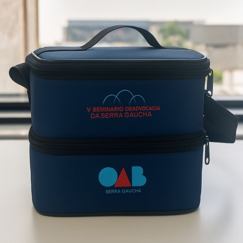 Bolsa Térmica com 2 Compartimentos em Lona Jeans – 20x18x17cm com Alça Regulável-BT801