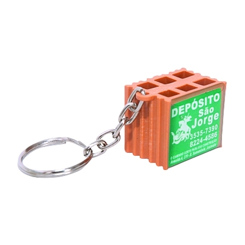 Chaveiro Tijolo Personalizado – Corrente Níquel com Resina Epóxi-TAJ