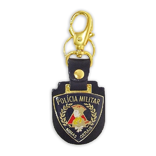 Chaveiro de Couro com Metal Fundido – Resina Vitrificada e Mosquete-C9PAM