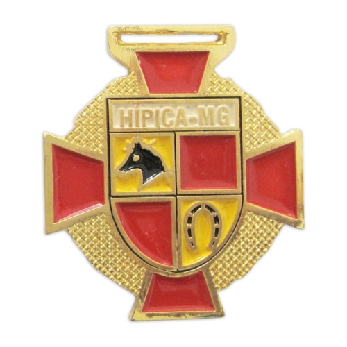 Medalha Fundida Cruz de Malta em Zamac com Fita de Cetim-MFP6