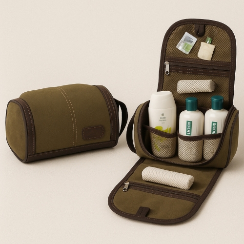 Necessaire de Viagem em Couro Camurça – Personalizada-NC080P