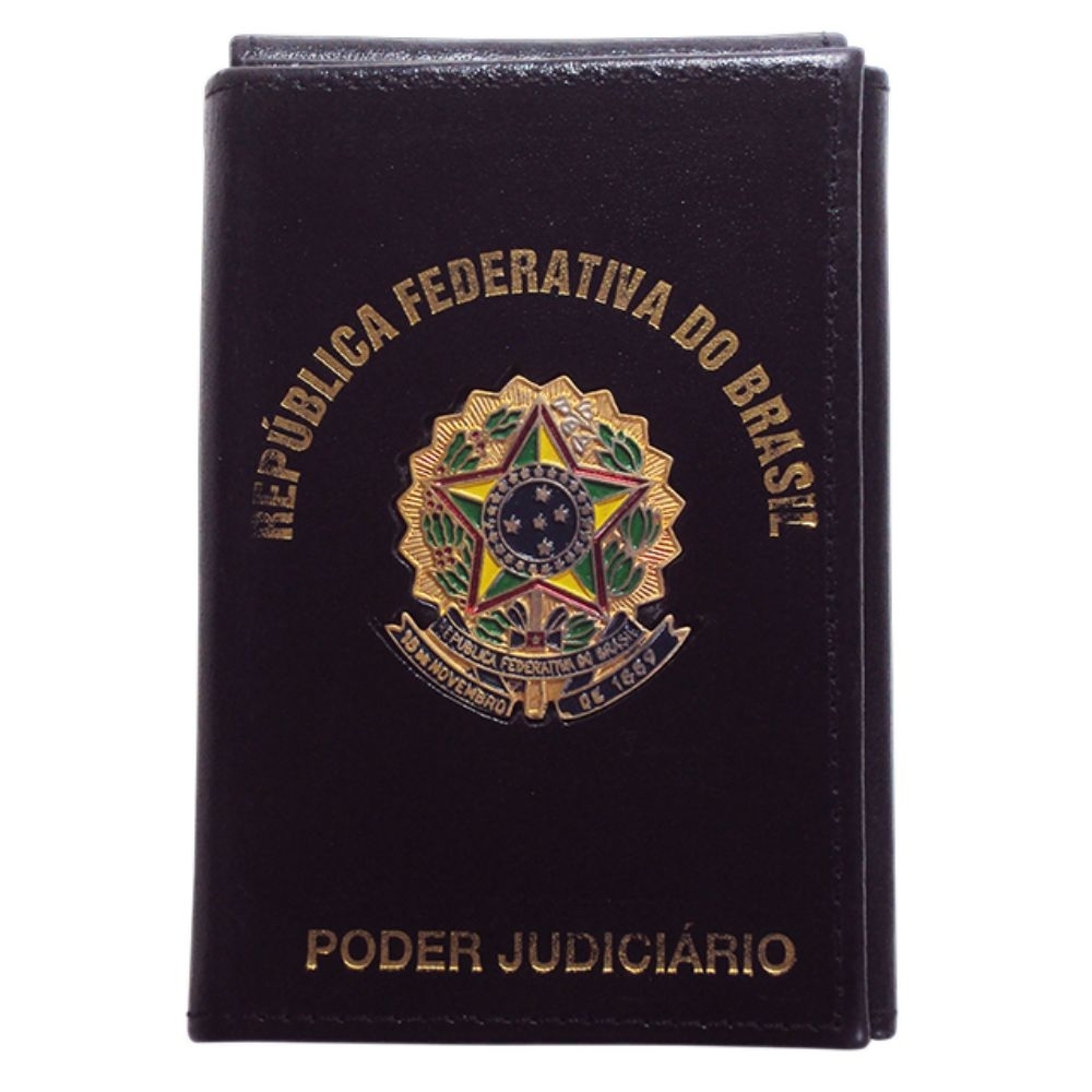 Carteira de Couro 3 Partes com Brasão da República | Modelo Oficial Institucional