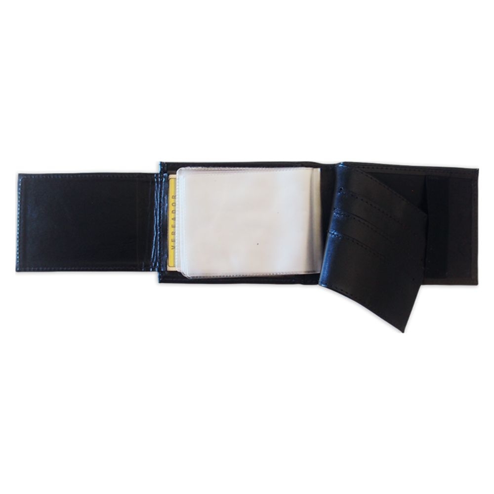 Carteira em Couro com Brasão Personalizado – 2 Partes, Lingueta e Porta-Cheques