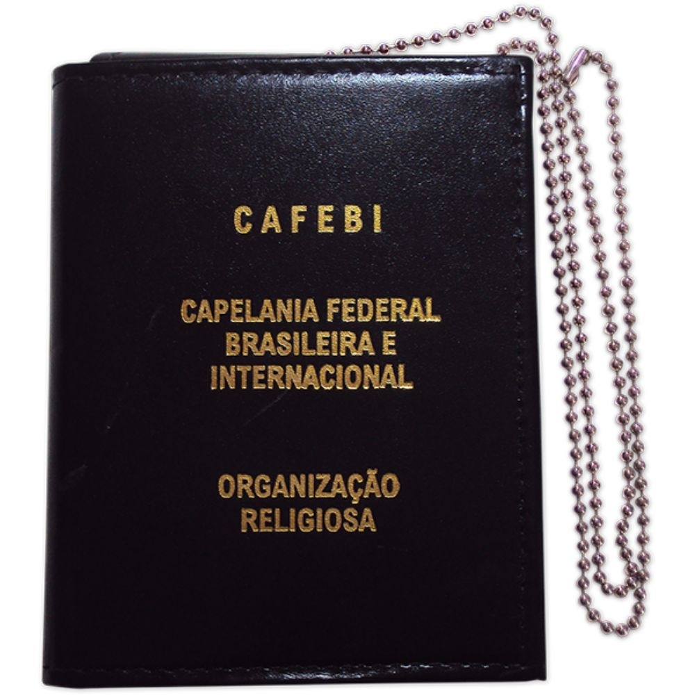 Carteira em Couro com Crachá Destacável e Brasão Removível