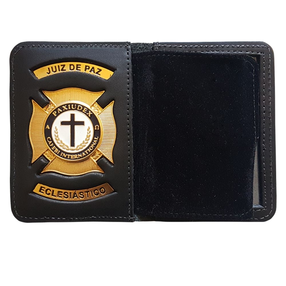 Carteira em Soleta com Brasão Estampado Vazado – Modelo Especial-068BI