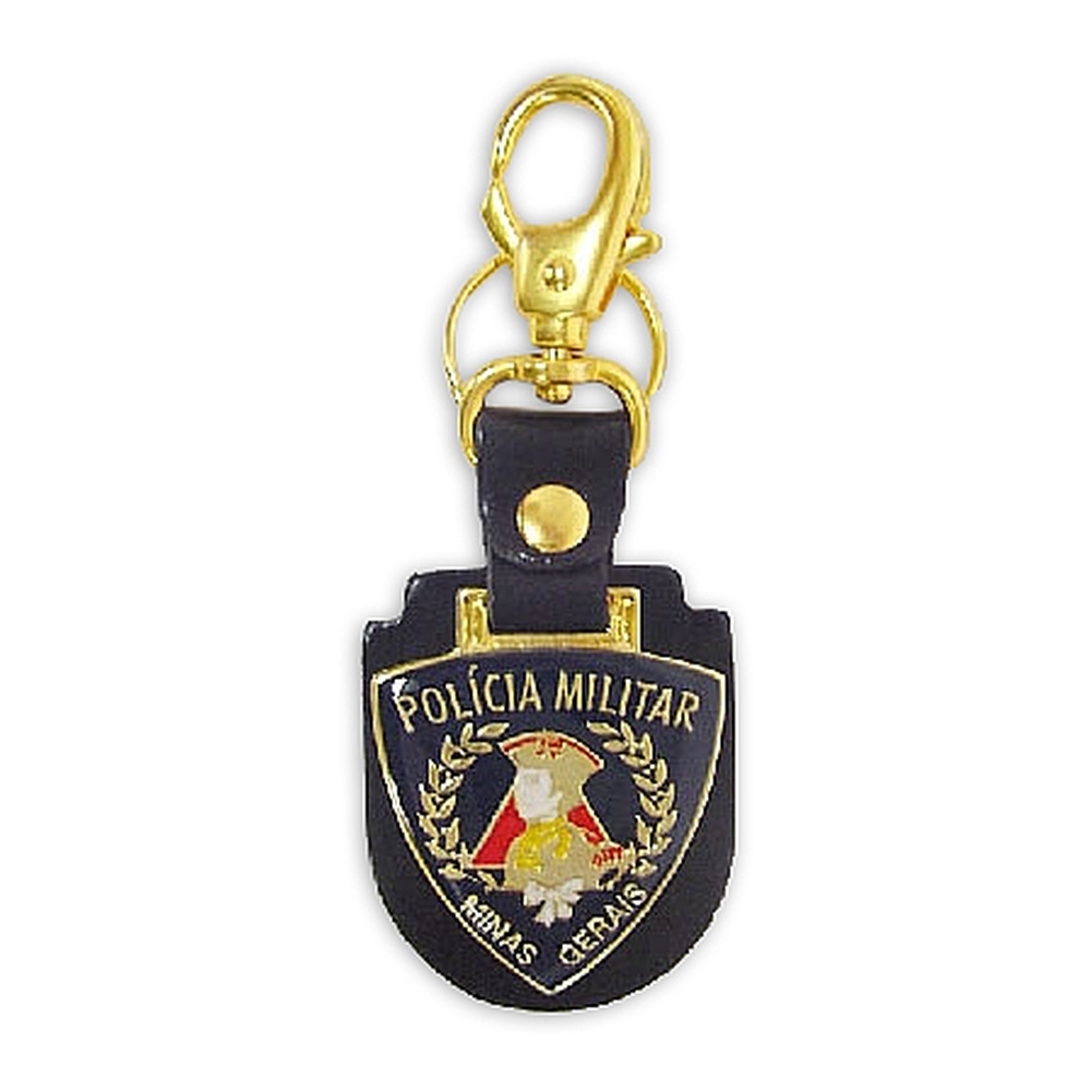 Chaveiro de Couro com Metal Fundido – Resina Vitrificada e Mosquete-C9PAM