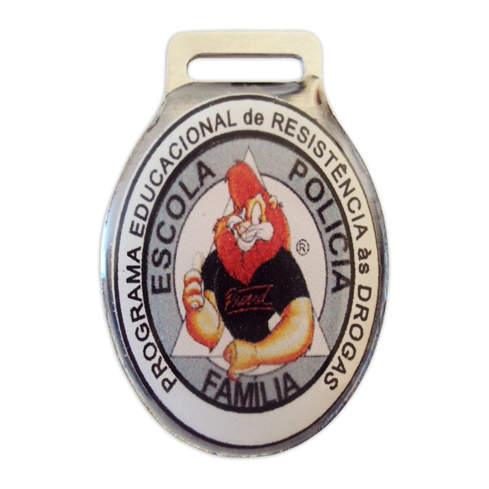 Medalha Resinada Oval Personalizada - Metal com Fita de Cetim-C8